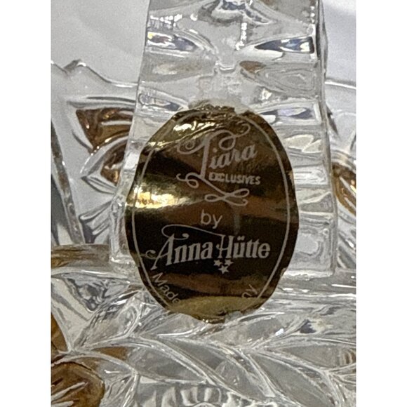 Anna Hütte Lead Crystal Bleikristall Basket Handle Gilt Accents Made in Germany - Picture 2 of 7